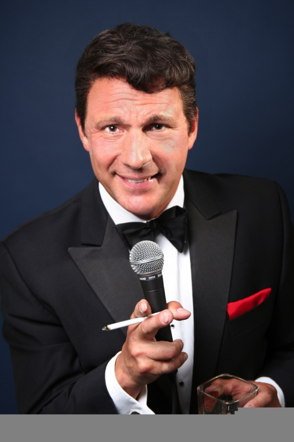 Rat Pack Tribute Artist Martin Adams As Dean Martin With Microphone